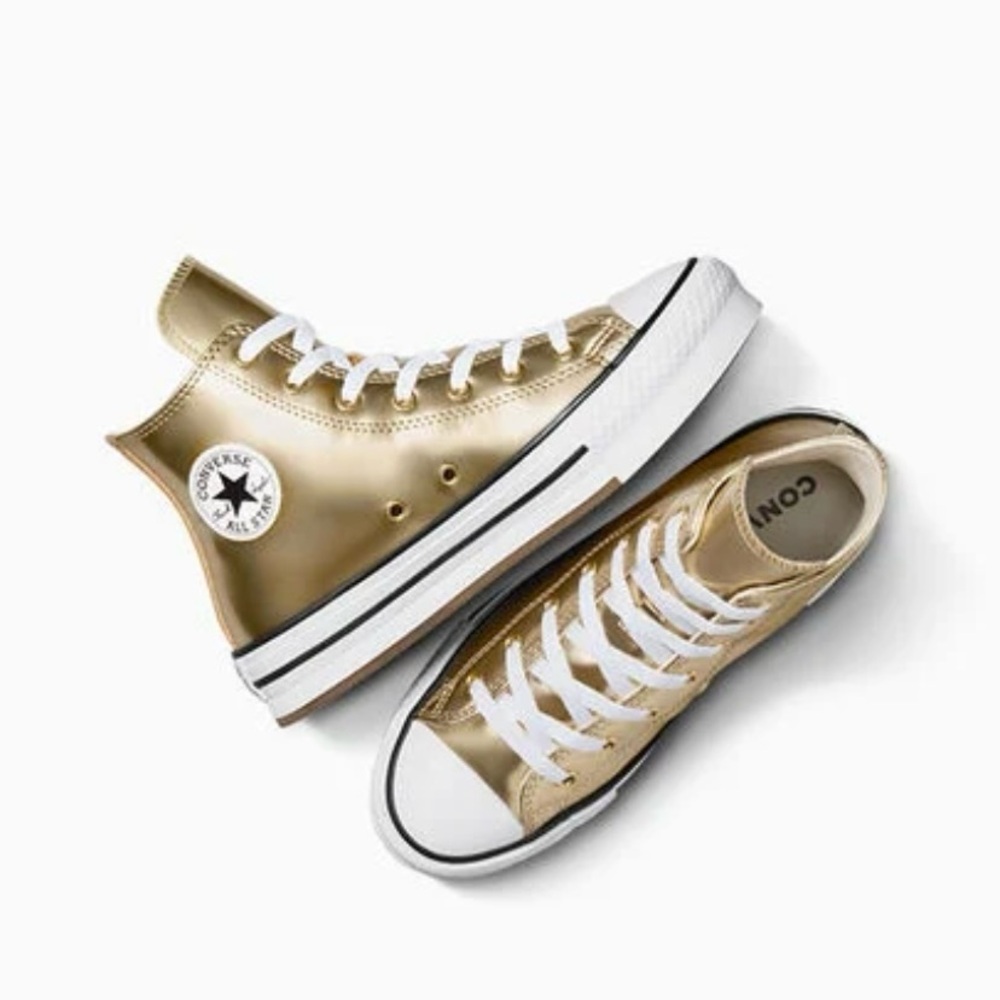 Converse Chuck Taylor All Star Platform Metallic Gold Big Girl 5 Youth